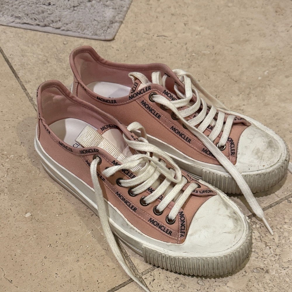Moncler Blush Pink Canvas Sneakers